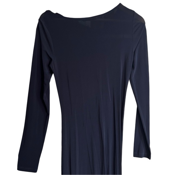 Paloma Wool Gobi Navy Ruched Midi Dress Sz Small Long Sleeve Fitted - Picture 9 of 9